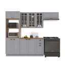 Ver imagem 2 de Cozinha Completa Bariloche 12 Portas 2 Gavetas com Vidro 100% MDF 6225.126 Titânio Fosco - Indekes