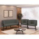 Ver imagem 7 de Kit 2 Poltronas + Sofá 2 Lugares Base de Metal Black Veludo Cinza