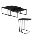 Ver imagem 1 de Kit Industrial Duo Mesa de Centro Catarina 35x135 e Mesa Lateral Encaixe Elena 70x45 Mdf - Preto