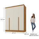Ver imagem 3 de Guarda-Roupa 100% MDF 4 Portas 3 Gavetas Sevilha Yescasa Bege/Cinamomo/Off White