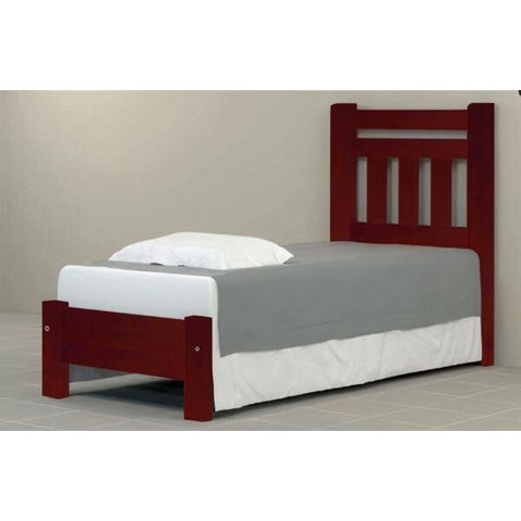 Cama de Solteiro Tokio de Madeira Maciça Angelim Pedra/tauari - Cor Mogno