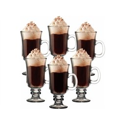 Kit 6 Caneca Taca Alta para Cafe Cappuccino Copo em Vidro Dolce Gusto Chocolate 230ml - 6