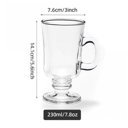 Kit 6 Caneca Taca Alta para Cafe Cappuccino Copo em Vidro Dolce Gusto Chocolate 230ml - 8