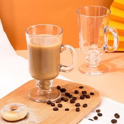 Kit 6 Caneca Taca Alta para Cafe Cappuccino Copo em Vidro Dolce Gusto Chocolate 230ml - 3