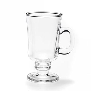 Kit 6 Caneca Taca Alta para Cafe Cappuccino Copo em Vidro Dolce Gusto Chocolate 230ml