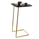 Ver imagem 1 de Mesa Apoio Lateral para Sofá Atenas Pé Dourado LarFlex:Laca Preto