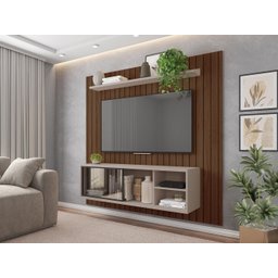 Painel Ripado Para TV Bordeaux Havana Cacão - 7 Painel Ripado Para TV Bordeaux Havana Cacão - 7