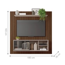 Painel Ripado Para TV Bordeaux Havana Cacão - 4 Painel Ripado Para TV Bordeaux Havana Cacão - 4