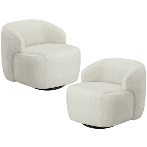 Kit 02 Poltronas Decorativa Orgânica Giratória para Sala Living Barolo L06 Linho Cru - Lyam Decor