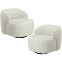 Ver imagem 1 de Kit 02 Poltronas Decorativa Orgânica Giratória para Sala Living Barolo L06 Linho Cru - Lyam Decor