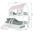 Ver imagem 3 de Treliche Casal/ Solteiro Casinha Bela com Kit Escada/escorregador - Madeira Maciça Branco/rosa/