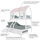 Ver imagem 4 de Treliche Casal/ Solteiro Casinha Bela com Kit Escada/escorregador - Madeira Maciça Branco/rosa/