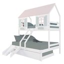 Ver imagem 2 de Treliche Casal/ Solteiro Casinha Bela com Kit Escada/escorregador - Madeira Maciça Branco/rosa/