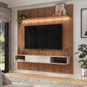 Ver imagem 1 de Painel Ripado até 75 Polegadas com Led 1 Porta 2 Nichos e Prateleira Belluno Artely