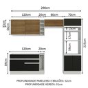 Ver imagem 4 de Armário de Cozinha Completa 290cm Branco/Preto/Rustic Cristal Madesa 09