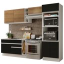Ver imagem 1 de Armário de Cozinha Completa 290cm Branco/Preto/Rustic Cristal Madesa 09