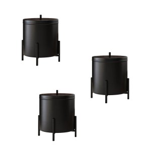 Kit 3 Lixeira Preta Banheiro Cozinha Level 6 Litros - ÉdeCasaMóveis                                                                            