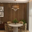 Ver imagem 2 de Lustre de Madeira redondo com cristais 70cm Imbuia mod. PURUS