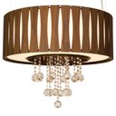 Ver imagem 1 de Lustre de Madeira redondo com cristais 70cm Imbuia mod. PURUS