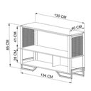 Ver imagem 5 de Balcão Aparador com Tampo 2 Prateleiras e Pés em Aço 134 Cm Cor:preto com Mel