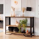 Ver imagem 2 de Balcão Aparador com Tampo 2 Prateleiras e Pés em Aço 134 Cm Cor:preto com Mel