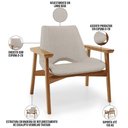 Ver imagem 7 de Poltrona Decorativa para Sala de Estar Living Base Madeira Becker L02 Linho Bege - Lyam Decor