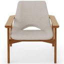 Ver imagem 5 de Poltrona Decorativa para Sala de Estar Living Base Madeira Becker L02 Linho Bege - Lyam Decor