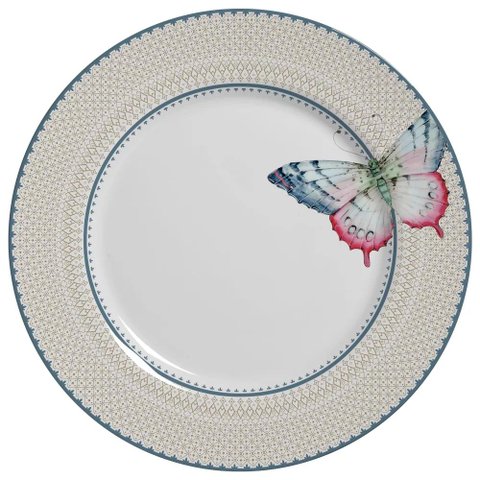 Conjunto com 6 Pratos Raso Borboleta 2 Ø29cm Alleanza Cerâmica