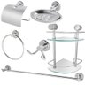 Kit Acessórios Banheiro com Porta Shampoo Duplo Canto Vidro - 1