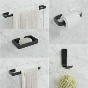 Kit de Acessórios para Banheiro 5 Peças Stander:preto