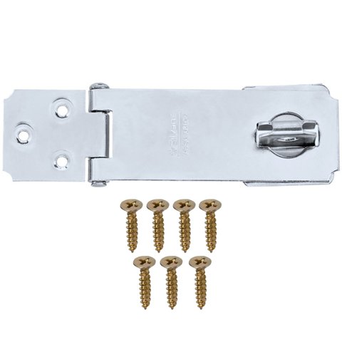 Dobradiça Porta Cadeado Fecho Trinco Zincado 4,5" para Portão Gaveta Armário | Silvana