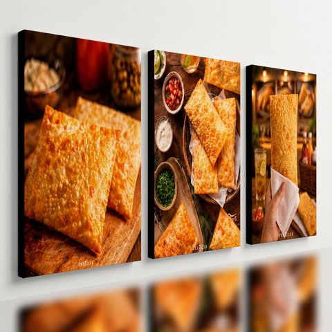 Kit 3 Quadro Decorativo Pastel Lanchonete Pastelaria Est5 28x20cm
