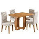 Ver imagem 2 de Mesa de Jantar 4 Lugares Afrodite Mel/veludo Pastel - Viero Móveis