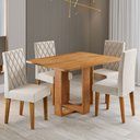 Ver imagem 1 de Mesa de Jantar 4 Lugares Afrodite Mel/veludo Pastel - Viero Móveis