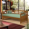 Sofá Cama Madeira Maciça Solteiro Castanho Shop JM Com Colchão Probel Guarda Costas - 2