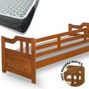 Ver imagem 3 de Sofá Cama Madeira Maciça Solteiro Castanho Shop JM Com Colchão Probel Guarda Costas