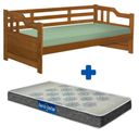 Ver imagem 1 de Sofá Cama Madeira Maciça Solteiro Castanho Shop JM Com Colchão Probel Guarda Costas