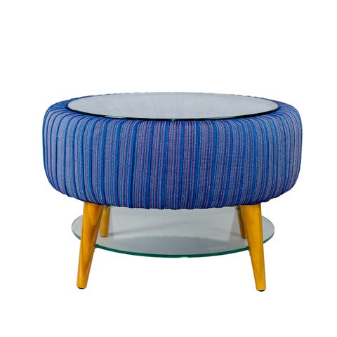 Mesa De Centro Artesanal Pneu C/Tampo Vidro Incolor 45x68cm