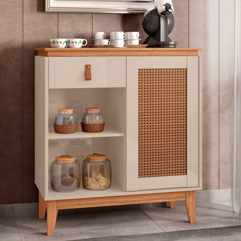 Aparador Cantinho do Café Célia Efeito Palha Off White Noce