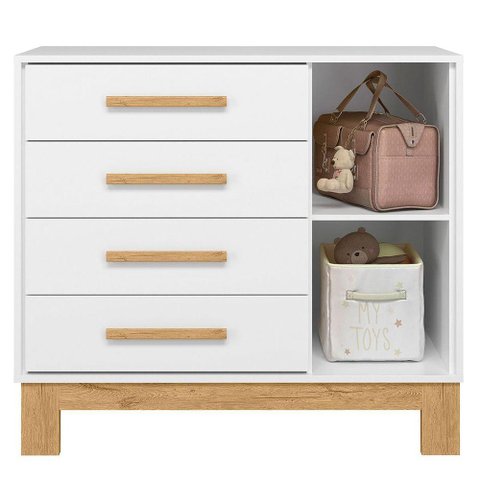 Cômoda Sapateira Infantil 1 Porta 4 Gavetas Q Encanto Slim Branco