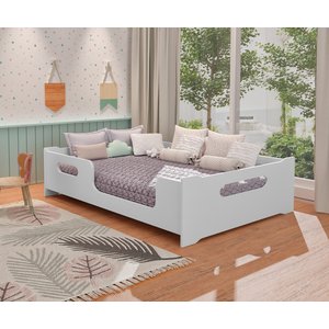 Cama Casal Infantil Montessori Encanto para Quarto de Criança Menina Menino com Proteção Lateral Cor