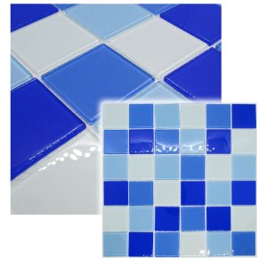 Pastilha de Vidro para Banheiro Piscina Azul Mix 30x30x4.8cm La Bella