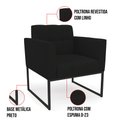 Ver imagem 5 de Kit 1 Sofá Namoradeira e 2 Poltronas Elisa Linho Base Metálica Industrial Preto - D'Rossi A79 Preto