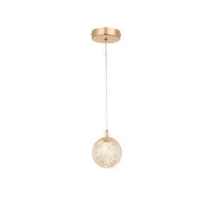Pendente 10cm 5w 3000k 300lm Bivolt Metal Dourado+cristal