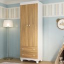 Ver imagem 1 de Guarda-roupa Infantil 62cm 2 Portas e 2 Gavetas Dengo Multimóveis Mp4436 Branco/madeirado