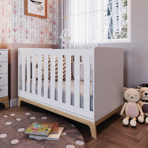 Berço com Regulagem de Altura 3 em 1 para Bebê e Criança Cor:branco