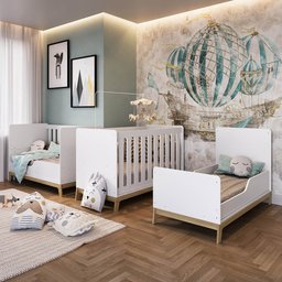 Berço com Regulagem de Altura 3 em 1 para Bebê e Criança Cor:branco - 2