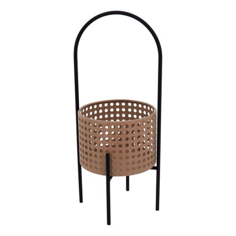 Cachepô Metal 40x15x15cm Bege Vaso Decorativo Planta