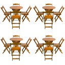 Ver imagem 1 de Kit 4 Jogos de Mesa Dobrável com 4 Cadeiras Tampo Redondo 70x70 Mel