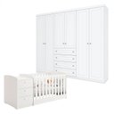 Ver imagem 1 de Berço Multifuncional Atlanta e Guarda Roupa 6 Portas Americano Branco Fosco Henn - Reller
